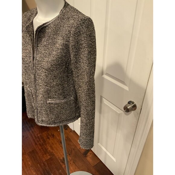 Rebecca Taylor Black & Gray Tweed Jacket w/ Silver Trim, Size 8 (US) - Picture 3 of 6